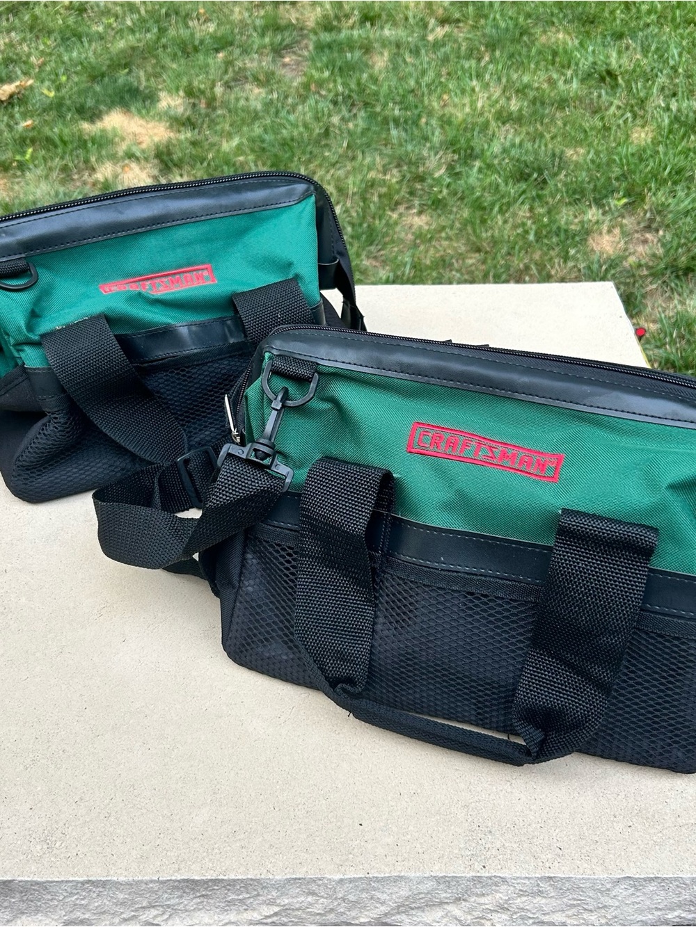 Set of 2 Craftsman Tool Bags Wide Mouth Metal Support